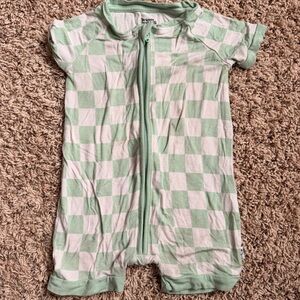 Green and White Checkered Romper